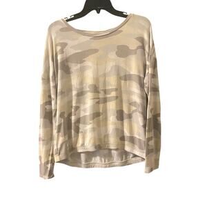 Rachel Zoe Shirt Women's Size M Tan/Gray Camo Long Sleeve
